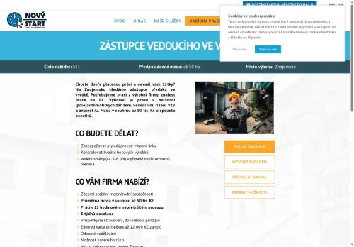 Webové stránky NOVÝ START, personální agentura s.r.o., Znojmo