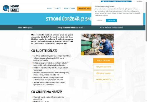 Webové stránky NOVÝ START, personální agentura s.r.o., Velká Bíteš