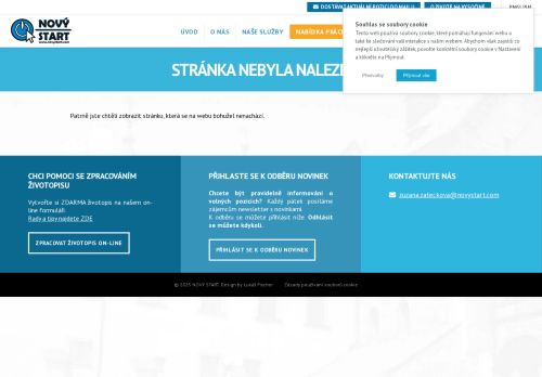 Webové stránky NOVÝ START, personální agentura s.r.o., Velká Bíteš