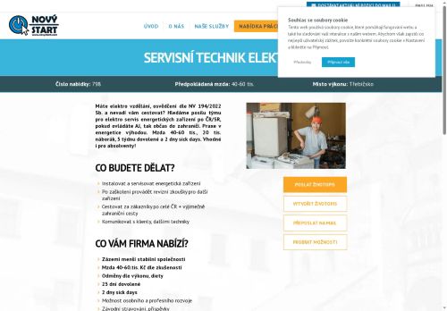 Webové stránky NOVÝ START, personální agentura s.r.o., Třebíč