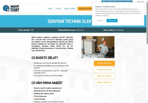 Webové stránky NOVÝ START, personální agentura s.r.o., Třebíč