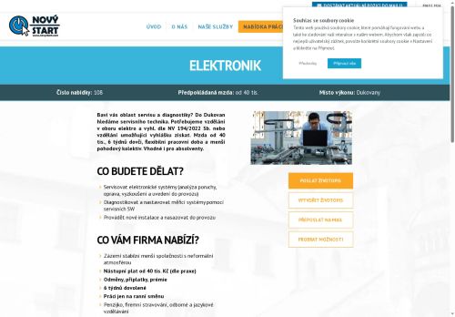 Webové stránky NOVÝ START, personální agentura s.r.o., Dukovany