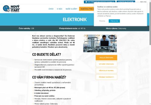Webové stránky NOVÝ START, personální agentura s.r.o., Dukovany