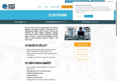 Webové stránky NOVÝ START, personální agentura s.r.o., Dukovany
