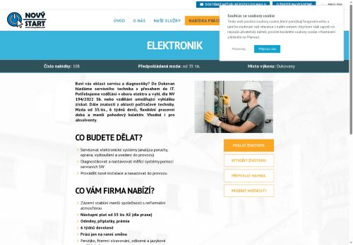 Webové stránky NOVÝ START, personální agentura s.r.o., Dukovany