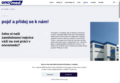 Webové stránky oncomed manufacturing a.s., Brno
