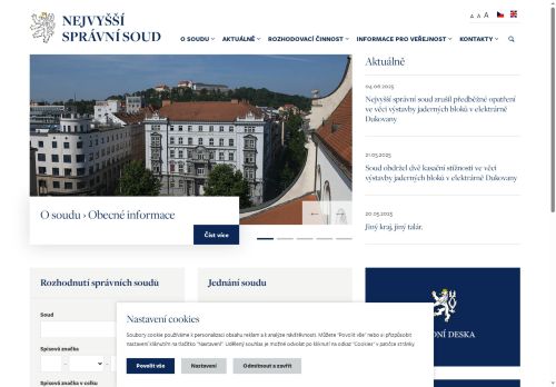 Webové stránky Nejvyšší správní soud, Brno