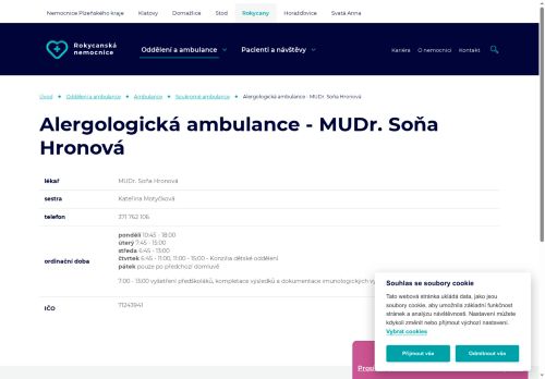 Zobrazit webové stránky Alergologická ambulance - MUDr. Soňa Hronová