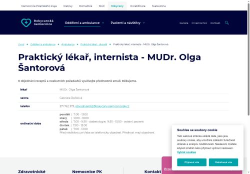 Zobrazit webové stránky Interní a praktický lékař pro dospělé - Rokycanská nemocnice - MUDr. Olga Šantorová