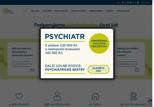 Webové stránky Fokus Praha, z.ú., Kladno