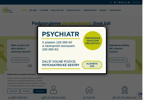 Fokus Praha, z.ú. nabízí práci na pozici Psychiatrická zdravotní sestra/bratr do CDZ Kladno v obci Kladno