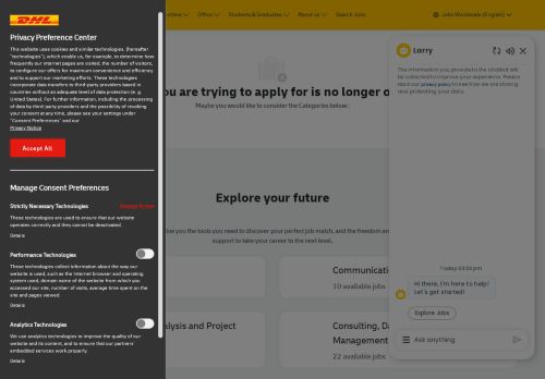 Webové stránky DHL Supply Chain, Pohořelice