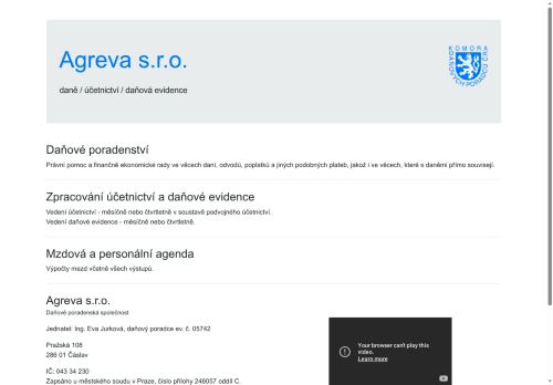 Webové stránky Agreva s.r.o., Čáslav