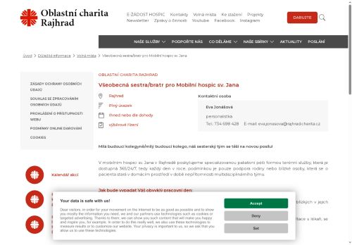 Webové stránky Oblastní charita Rajhrad, Rajhrad