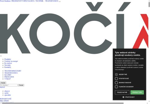 KOČÍ VN s.r.o. nabízí práci na pozici PROJEKTOVÝ SPECIALISTA / TECHNIK – TRAFOSTANICE   m/ž v obci Dyje