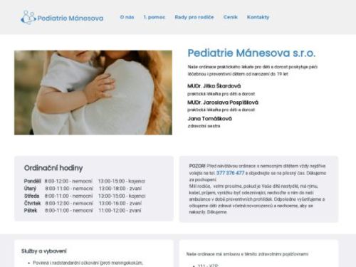 Praktický lékař pro děti a dorost Pediatrie Mánesova s.r.o. - MUDr. Jitka Škardová, MUDr. Jaroslava Pospíšilová