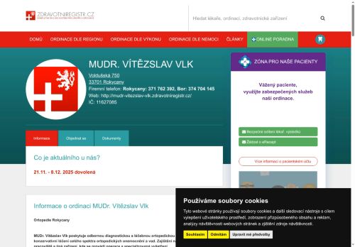 Zobrazit webové stránky Ortopedická ambulance - MUDr. Vítězslav Vlk, MUDr. Zdeněk Poledník