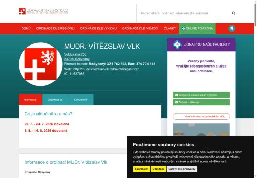 Zobrazit webové stránky Ortopedická ambulance - MUDr. Vítězslav Vlk, MUDr. Zdeněk Poledník
