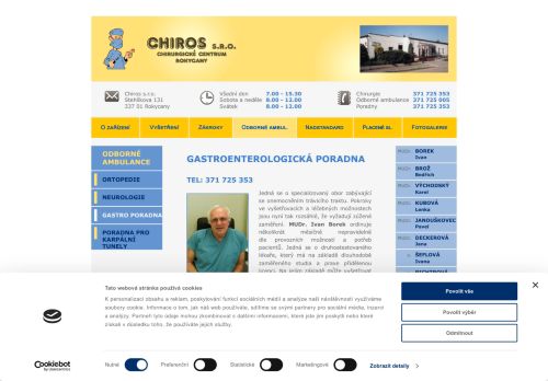 Zobrazit webové stránky Gastroenterologická poradna Chiros s.r.o. - MUDr. Ivan Borek