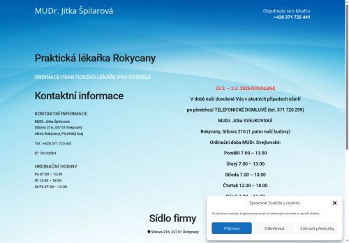 Zobrazit webové stránky Praktický lékař pro dospělé - MUDr. Jitka Špilarová