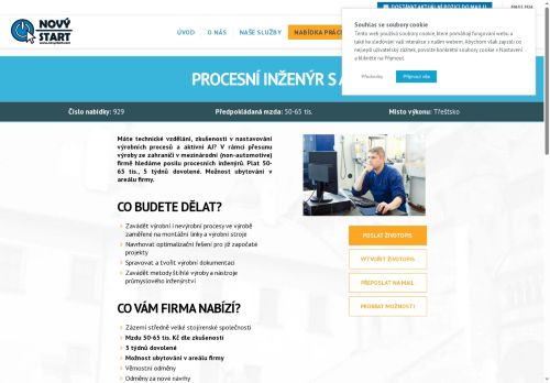 Webové stránky NOVÝ START, personální agentura s.r.o., Třešť