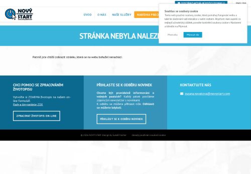 Webové stránky NOVÝ START, personální agentura s.r.o., Třešť