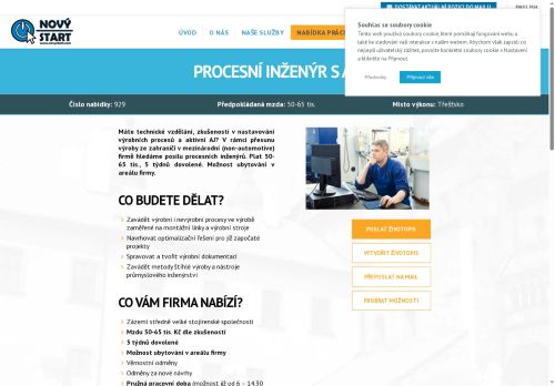 Webové stránky NOVÝ START, personální agentura s.r.o., Třešť