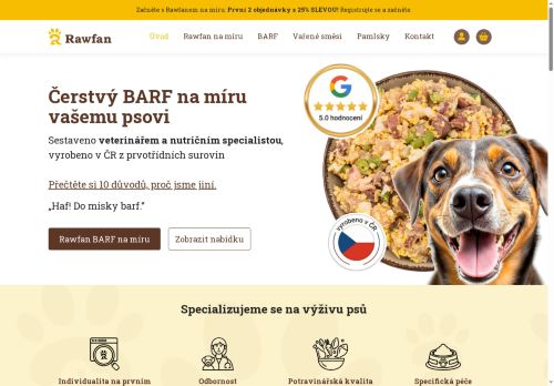 Webové stránky Rawfan s.r.o., Dolní Kounice
