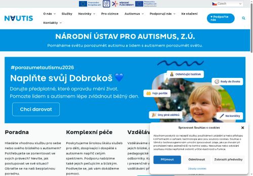 Webové stránky Národní ústav pro autismus, z.ú., Měšice