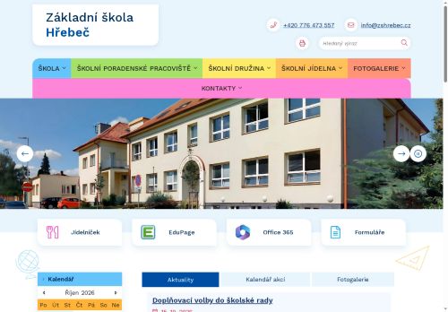 Webové stránky Masarykova jubilejní základní škola Hřebeč, okres Kladno, Hřebeč