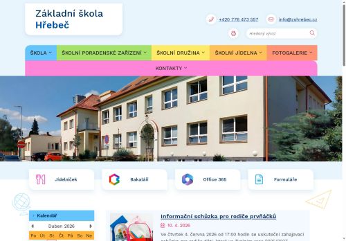 Webové stránky Masarykova jubilejní základní škola Hřebeč, okres Kladno, Hřebeč