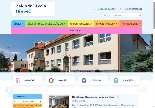 Webové stránky Masarykova jubilejní základní škola Hřebeč, okres Kladno, Hřebeč