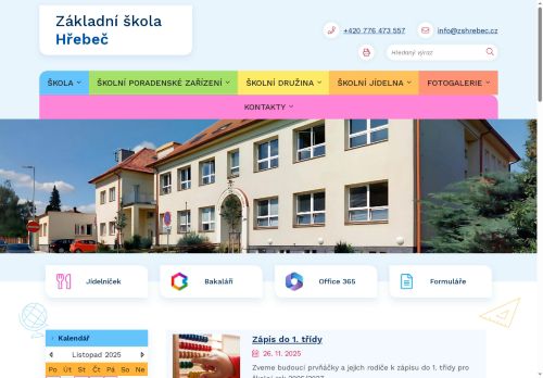 Masarykova jubilejní základní škola Hřebeč, okres Kladno nabízí práci na pozici Učitel/ka pro 2. stupeň (aprobace fyzika, matematika) v obci Hřebeč