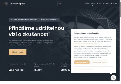 Webové stránky VOLARIK CAPITAL, a.s., Mikulov
