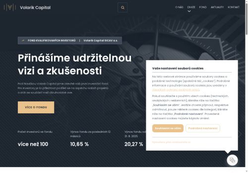 Webové stránky VOLARIK CAPITAL, a.s., Mikulov