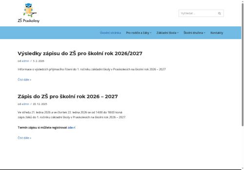 Webové stránky Základní škola Praskolesy, okres Beroun, Praskolesy