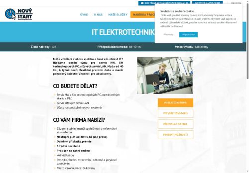 Webové stránky NOVÝ START, personální agentura s.r.o., Dukovany