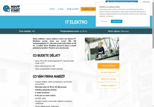 Webové stránky NOVÝ START, personální agentura s.r.o., Dukovany