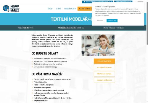 Webové stránky NOVÝ START, personální agentura s.r.o., Třebíč