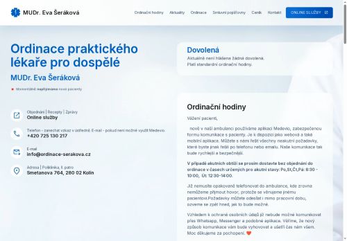 Zobrazit webové stránky Praktický lékař pro dospělé - MUDr. Eva Šeráková