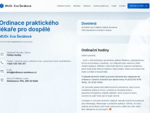 Praktický lékař pro dospělé - MUDr. Eva Šeráková