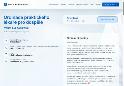 Zobrazit webové stránky Praktický lékař pro dospělé - MUDr. Eva Šeráková