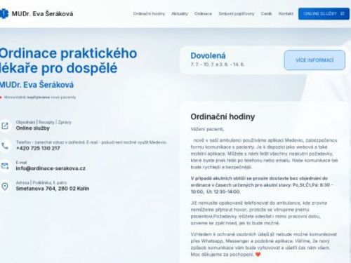 Praktický lékař pro dospělé - MUDr. Eva Šeráková