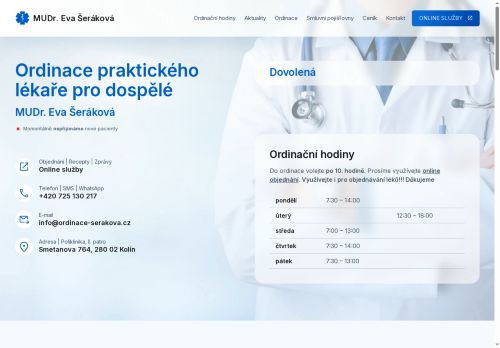 Zobrazit webové stránky Praktický lékař pro dospělé - MUDr. Eva Šeráková