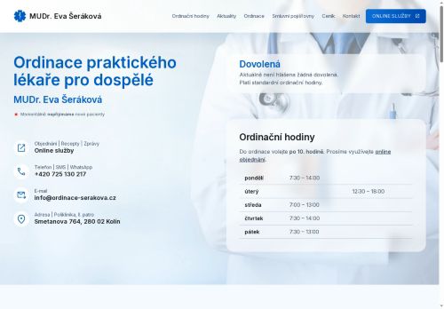 Zobrazit webové stránky Praktický lékař pro dospělé - MUDr. Eva Šeráková