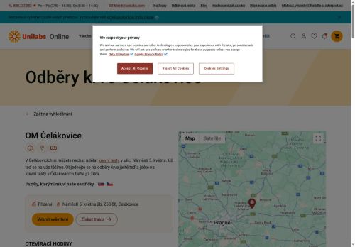 Zobrazit webové stránky Unilabs - odběrové místo Čelákovice