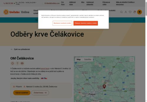Zobrazit webové stránky Unilabs - odběrové místo Čelákovice