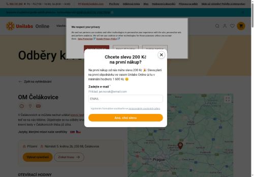 Zobrazit webové stránky Unilabs - odběrové místo Čelákovice