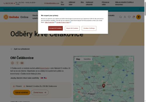Zobrazit webové stránky Unilabs - odběrové místo Čelákovice