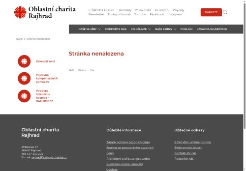 Webové stránky Oblastní charita Rajhrad, Rajhrad